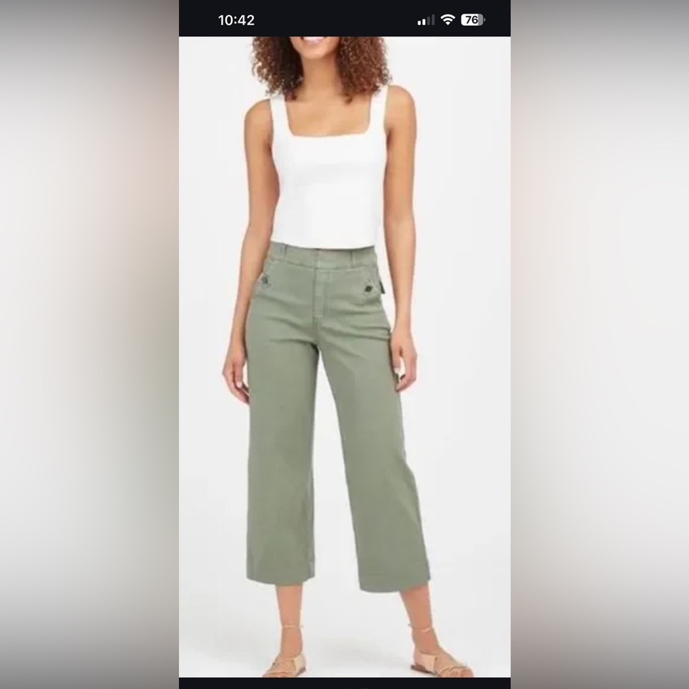 SPANX Olive Ankle Cropped Pants